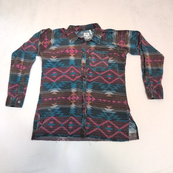 BKE Aztec-Print Longline Button-Down Tunic -‎ S - Picture 2 of 8